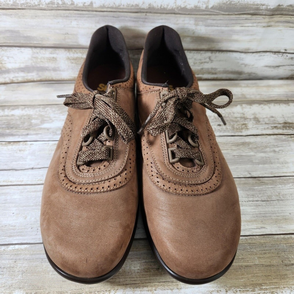 SAS Walk‎ Easy Shoes Womens Size 10 N Brown Nubuck Leather Lace Comfort Walking